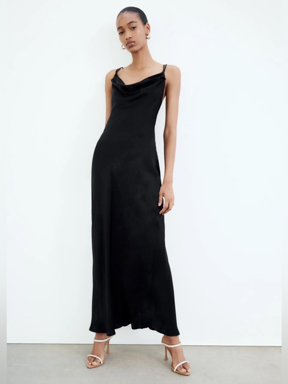 ZARA Black Dress with Strappy Back Size L NWT